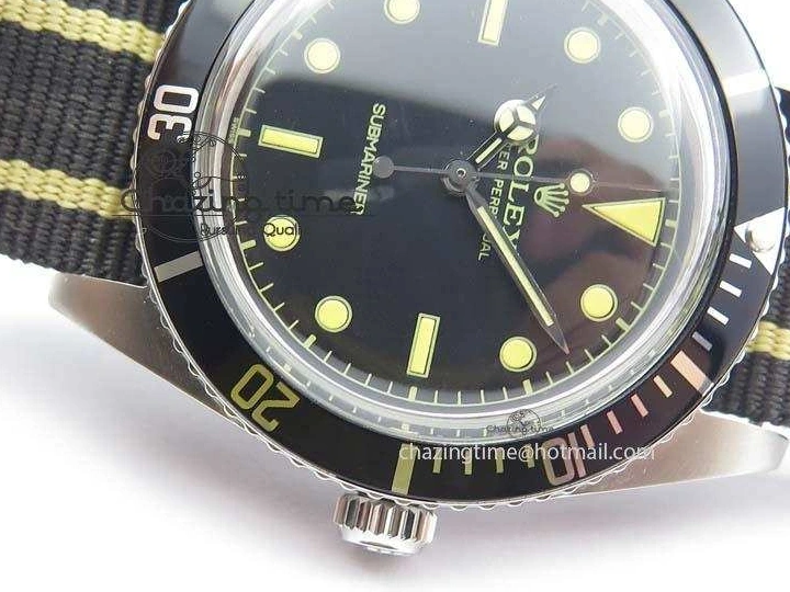0220 Vintage 1680 Submariner No Date SS Black Dial On Nylon Strap A SoftTouch 3854